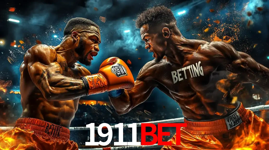 Dois boxeadores em uma luta intensa e explosiva, representando a adrenalina e as oportunidades de apostas em esportes de combate disponíveis na plataforma 1911BET.
