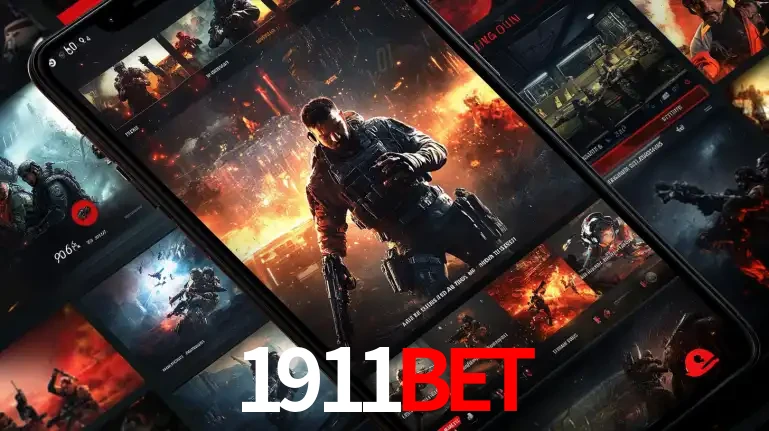 Tela de um celular exibindo uma galeria de jogos de tiro com temática militar, mostrando a variedade de e-sports disponíveis para apostas na plataforma de entretenimento 1911BET.