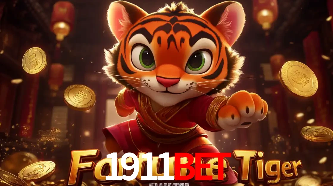 O carismático mascote do jogo de slot Fortune Tiger, um tigre fofo em pose de artes marciais, pronto para trazer sorte e multiplicadores de ganhos no cassino online 1911BET.
